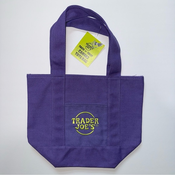 Trader Joe'S Handbags - Trader Joe's Mini Purple Canvas Tote Bag - Halloween Collention